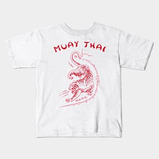 Muay Thai Tiger Sak Yant Tattoo Kickboxing Thailand Kids T-Shirt